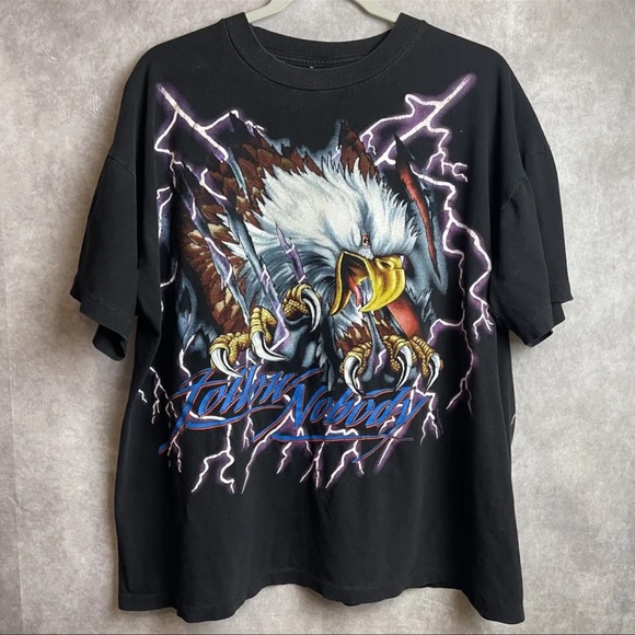 Vintage 90s American Thunder Eagle Follow Nobody T-Shirt Adult Size Large USA